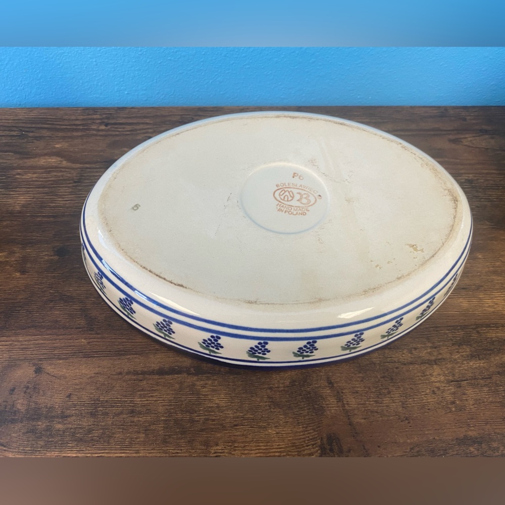 Boleslawiec. Blue/ White Ceramic Casserole Dish. Fruit Pattern. Poland. - Picture 5 of 6
